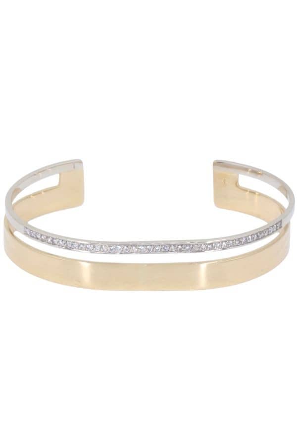 BRACELET JONC 2 ORS DIAMANTS, photo 2 sur 3