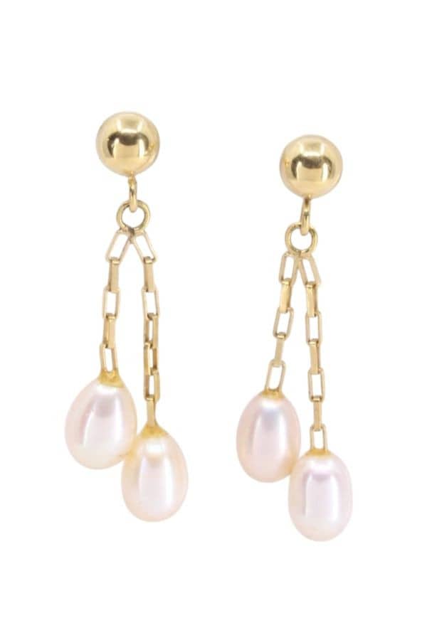 BOUCLES D'OREILLES PENDANTES PERLES, photo 2 sur 3