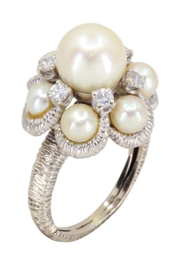Bague Perles et Diamants - photo 3
