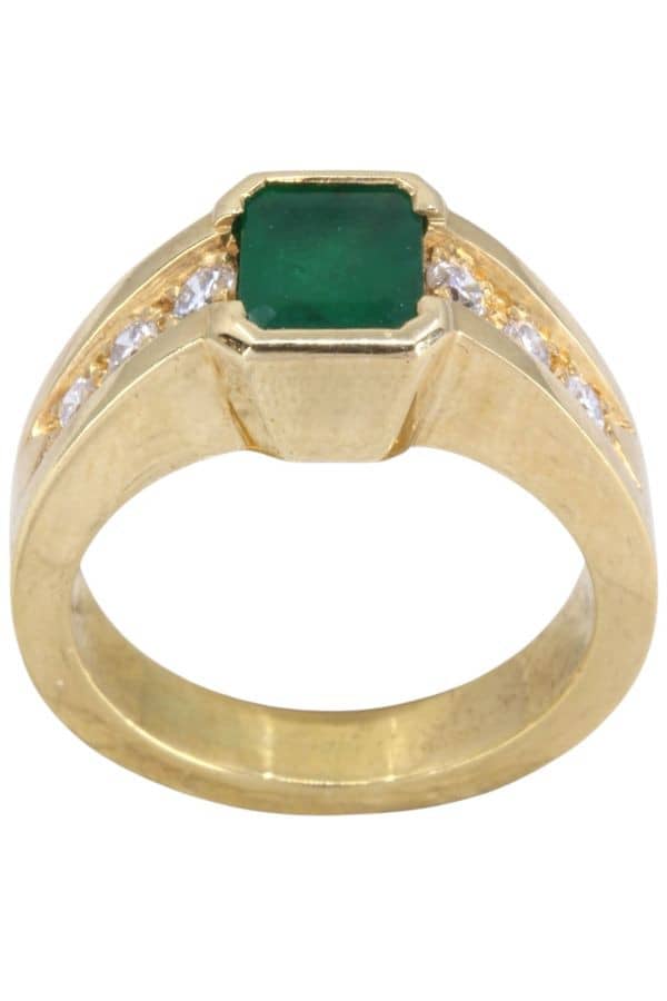 BAGUE MODERNE ÉMERAUDE ET DIAMANTS, photo 2 sur 3