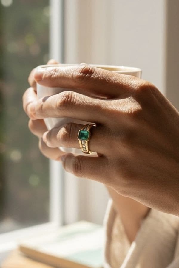 Bague Moderne Émeraude et Diamants - photo 2