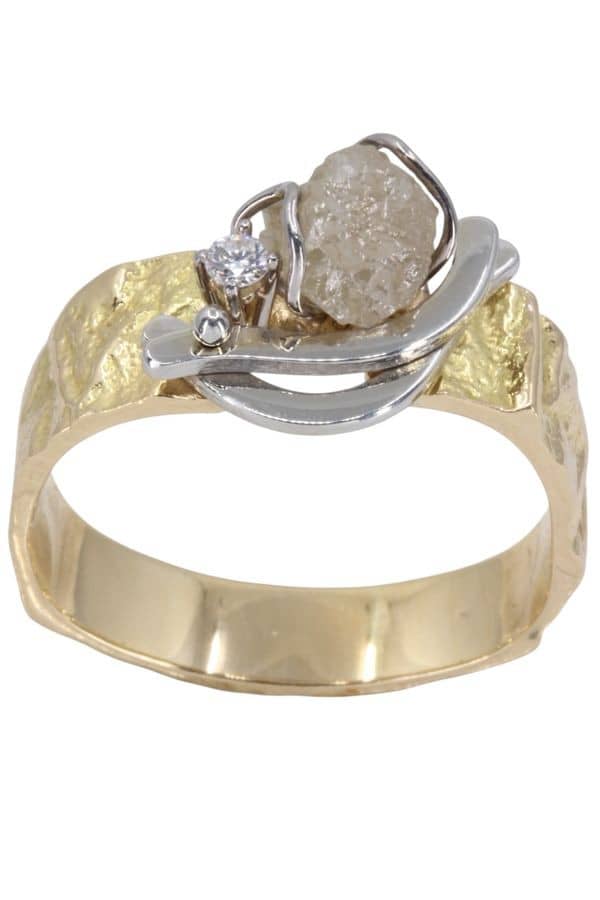 BAGUE DIAMANT BRUT 2ORS, photo 2 sur 3