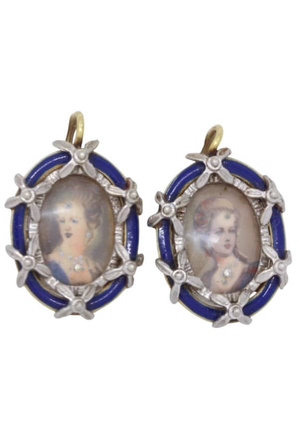 BOUCLES D'OREILLES ANCIENNES EMAIL, photo 2 sur 3