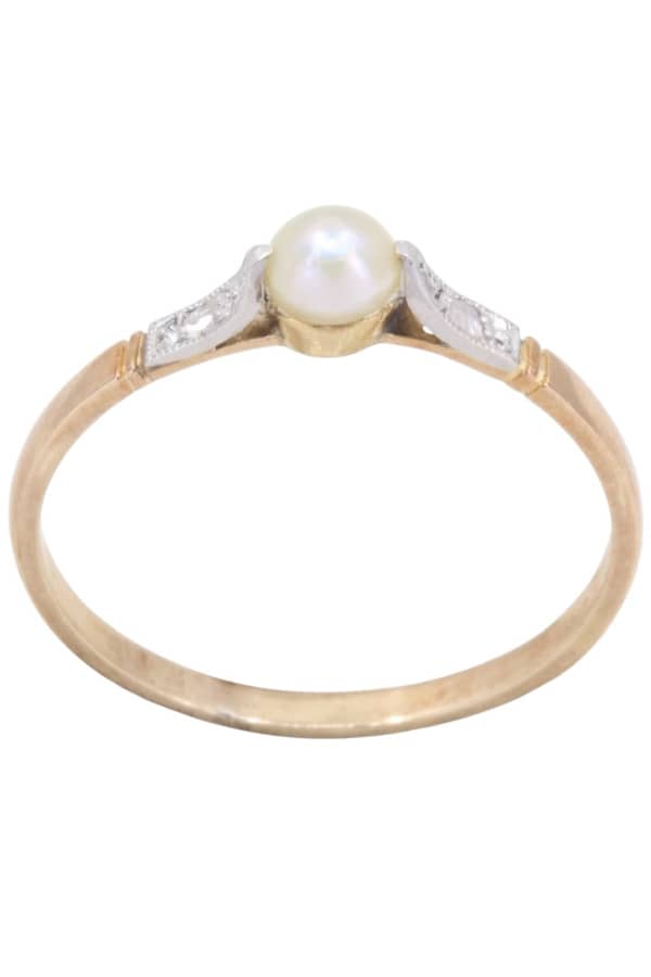 BAGUE ART-NOUVEAU PERLE ET DIAMANTS, photo 2 sur 3