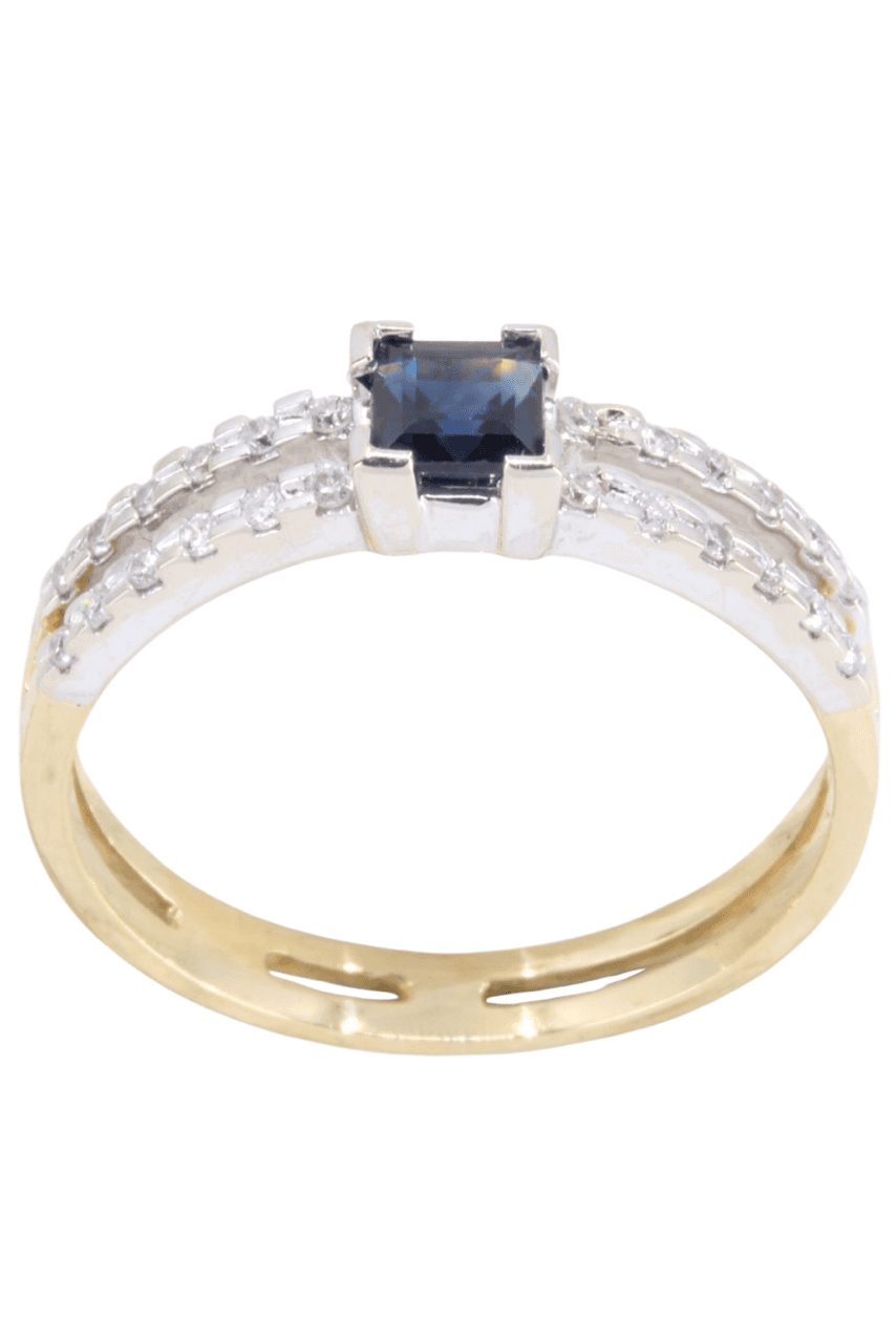 BAGUE 2 ORS SAPHIR ET DIAMANTS, photo 2 sur 3