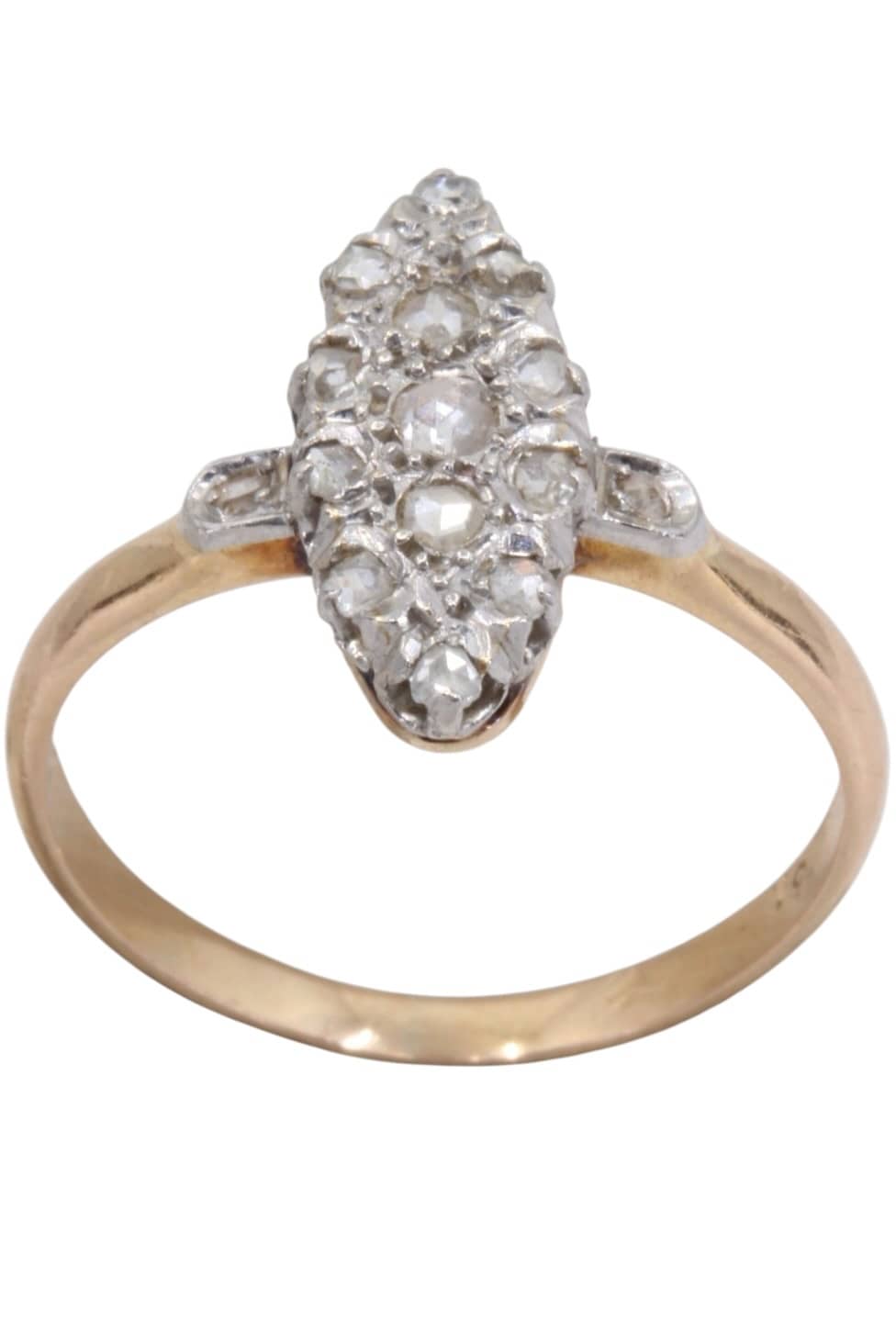 BAGUE MARQUISE ANCIENNE DIAMANTS, photo 2 sur 3