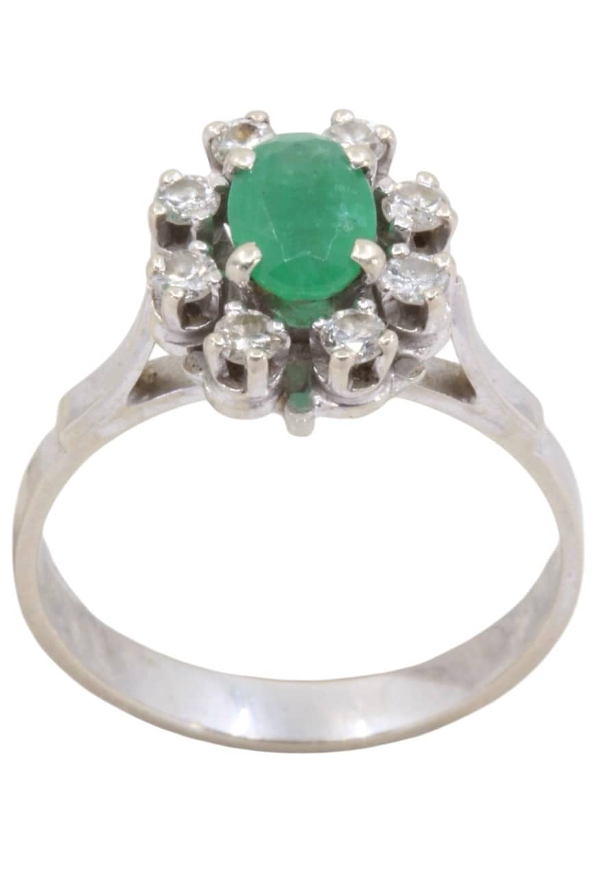 BAGUE MARGUERITE ÉMERAUDE ET DIAMANTS, photo 2 sur 3