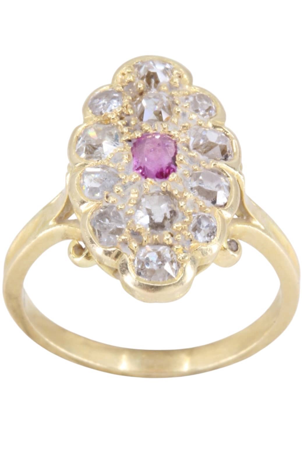 BAGUE MARQUISE RUBIS ET DIAMANTS, photo 2 sur 3