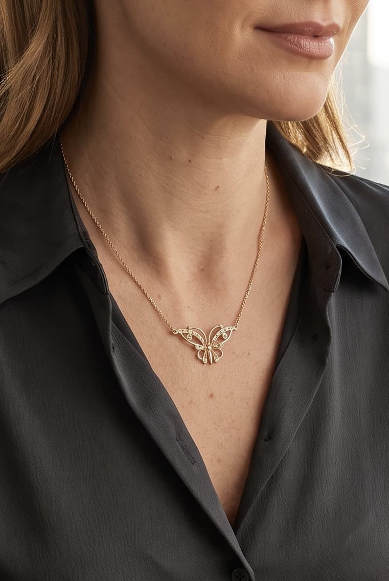 Collier Centre Papillon Diamants - photo 2